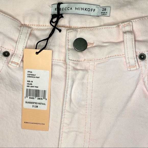 NWT Rebecca Minkoff Pink Dominica Cropped Straight Leg High Rise Jeans Size 28 - Picture 10 of 15